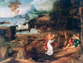 Scena paesaggistica con San Rocco