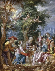 La Sacra Famiglia con Santi e Angeli