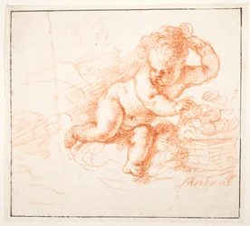 Putti che raccolgono frutta