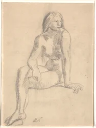 Giovane donna nuda seduta