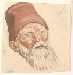 Studio della testa di un vecchio barbuto