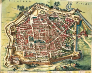 Italia, Mappa di Pesaro, da Theatrum civitatum et admirandorum Italiae di Joan Blaeu