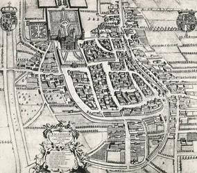 Mappa di Racconigi, incisione di Joan Blaeu, Italia