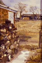 Vista dalla finestra del cottage, legna accatastata per l