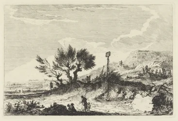 Paesaggio montuoso con escursionisti