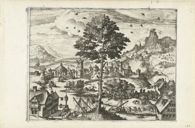 Paesaggio con cittadina sul fiume