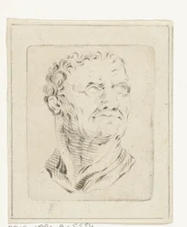 Busto di un uomo che guarda a destra