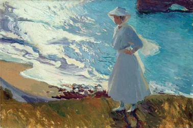 María sulla spiaggia di Biarritz o Controluce