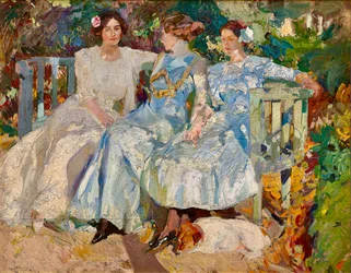 Mia moglie e le mie figlie in giardino