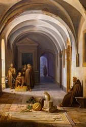 Frati francescani nel chiostro di Santa Maria d