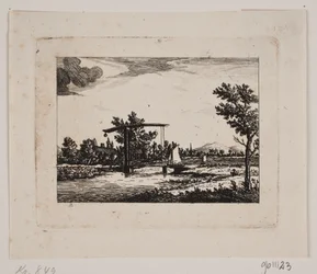 Paesaggio con ponte levatoio