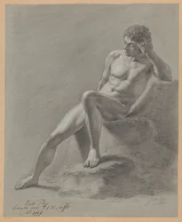 Nudo maschile seduto visto di fronte (1º premio 1807)