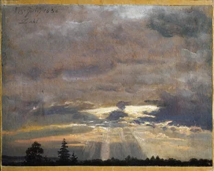 Studio delle nuvole con raggi di sole
