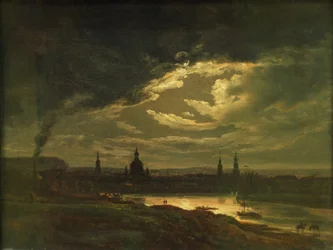 Vista notturna di Dresda