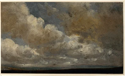 Studio con nuvole e orizzonte (olio su carta)