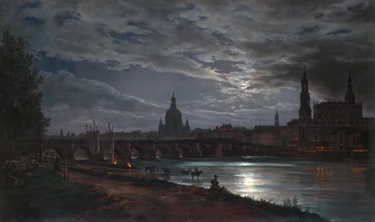 Veduta di Dresda al chiaro di luna