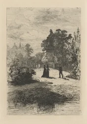 Veduta della statua di Vondel nel Vondelpark
