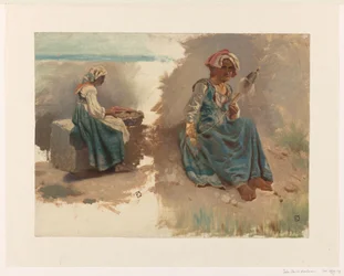 Due schizzi di donne sedute