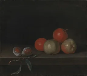 Mele e Pesche su un Tavolo