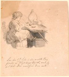 Il passero. Illustrazione per "Favole per bambini" di Kaalund. Vedi commento dal catalogo dell