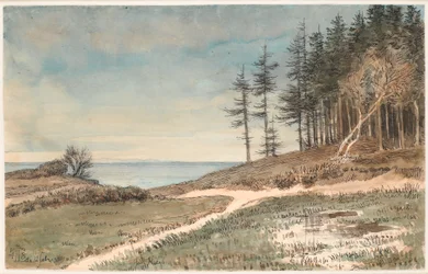 Vista verso Kullen dalla spiaggia di Hellebæk