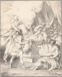 Achille trattenuto da Atena nella tenda di Agamennone, da Iliade, Libro I