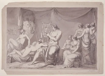 Achille nella sua tenda con i prigionieri, 1795-96 circa (penna e inchiostro e lavaggio su carta)