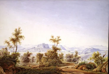 Veduta di Atene con il Partenone in lontananza