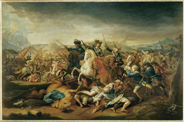 Il principe Eugenio di Savoia durante la battaglia di Belgrado (olio su tela)