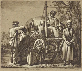 Soldati russi con un barbiere