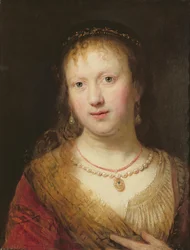 Ritratto di Saskia, dopo un dipinto di suo marito Rembrandt Harmens. van Rign (1606-69) Johann Andreas Joseph Francke (1756-1804)