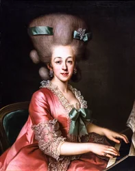 Ritratto di signora che suona il clavicembalo, ultimo quarto del XVIII secolo (olio su tela)