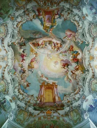 Affresco centrale della chiesa di Wies, Baviera ... (affresco)