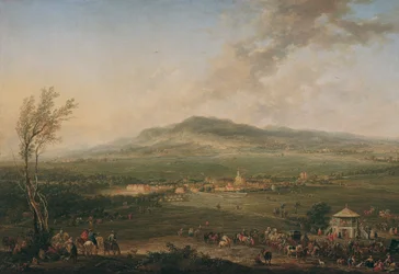 Laxenburg dalla casa di piacere sulla Hanawiese verso Mödling