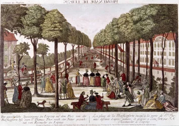 La passeggiata di Lipsia alla fine del XVIII secolo. Incisione di Rosmesler & Bergmuller.