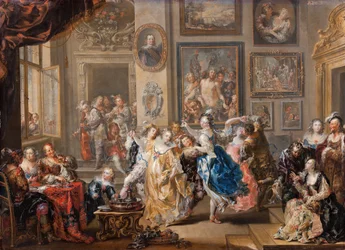 Scena di ballo con interni di palazzo