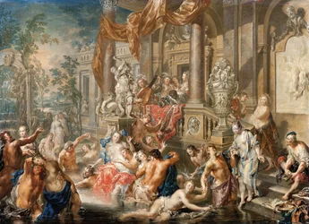 Scena di fontana davanti a un palazzo