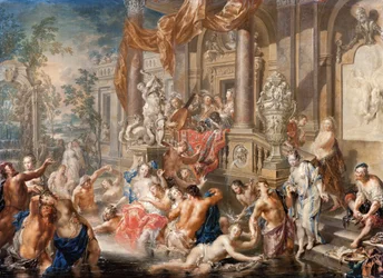 Scena della fontana davanti a un palazzo, c.1730