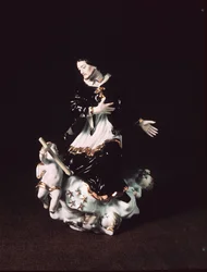 Figura di Meissen di San Giovanni Nepomuceno, da un gruppo barocco, c.1731 (porcellana)