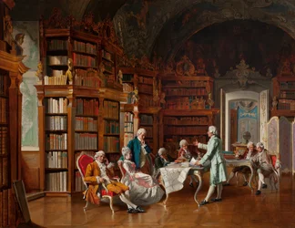 Scena di biblioteca, fine XIX secolo