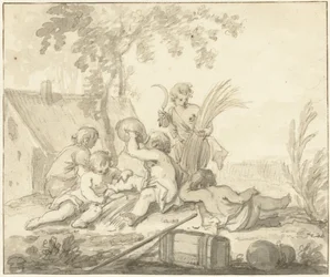 Rappresentazione allegorica con bambini e attributi dell