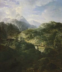 Paesaggio montano con ponte