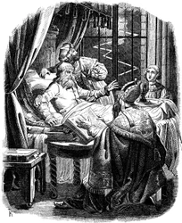 Enrico il Leone prima della sua morte a Brunswiek, illustrazione dalla Geschichte des deutschen Volkes di E. Duller