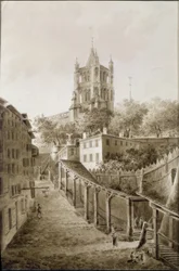 Scala del Mercato e campanile della cattedrale