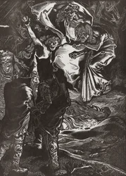 Macbeth e Banquo incontrano le tre streghe, XX secolo (incisione)