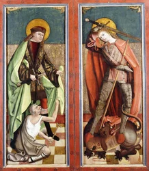 San Martino e il mendicante; e San Giorgio e il drago - le ali di un altare