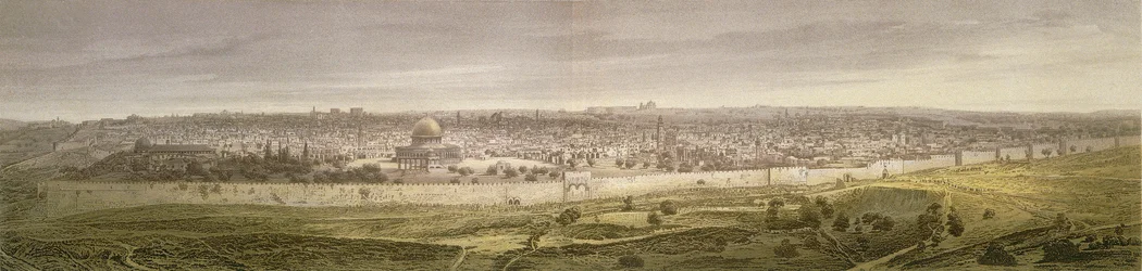 Gerusalemme. Incisione di Bernatz et alii - Felsing, F. Stampatore