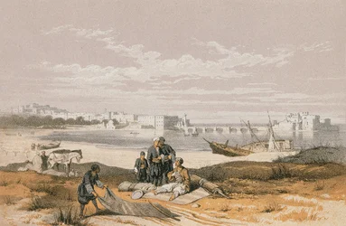 Veduta di Sidone (Said). Incisione di Stelzner - Steinkopk J.F. Editore
