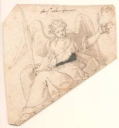 Angelo con foglia di palma e corona di alloro