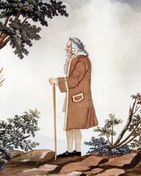 Ritratto di Voltaire, scrittore francese (1694-1778) - in "Gouache e seta" attribuito a Johann Huber di Ginevra